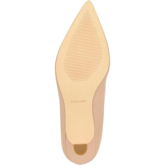 Nine West Womens Barely Nude Leather Closed Pointed Toe Kitten Heels Pumps Shoes - Picture 5 of 7